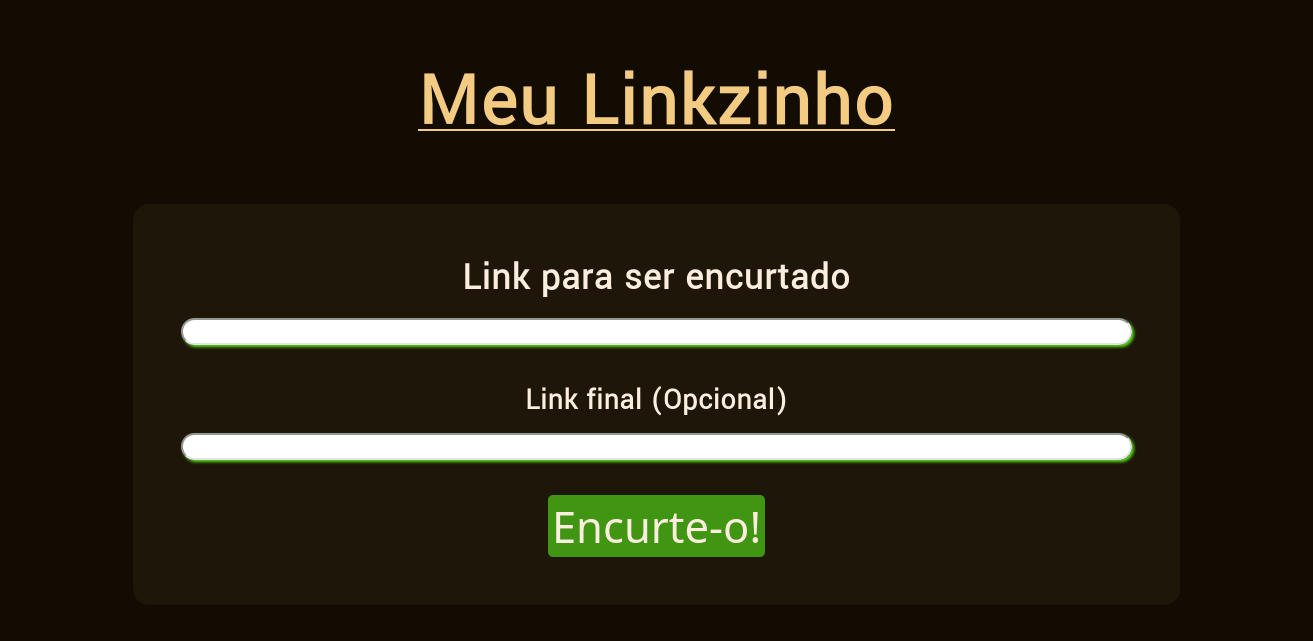 front page do site meu linkzinho